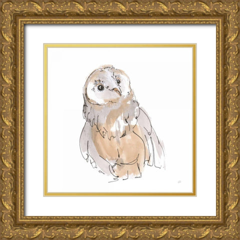 Barn Owl V Gold Ornate Wood Framed Art Print with Double Matting by Paschke, Chris
