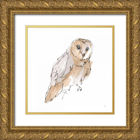 Barn Owl VI Gold Ornate Wood Framed Art Print with Double Matting by Paschke, Chris