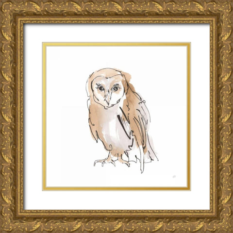 Barn Owl VII Gold Ornate Wood Framed Art Print with Double Matting by Paschke, Chris