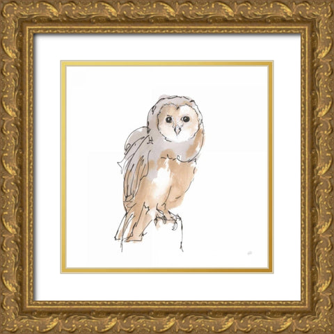 Barn Owl VIII Gold Ornate Wood Framed Art Print with Double Matting by Paschke, Chris