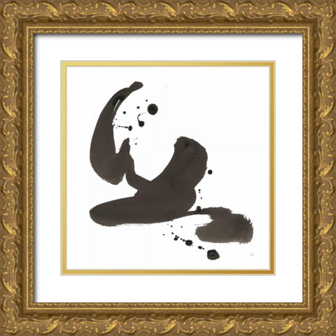 Ink Drops I Gold Ornate Wood Framed Art Print with Double Matting by Paschke, Chris