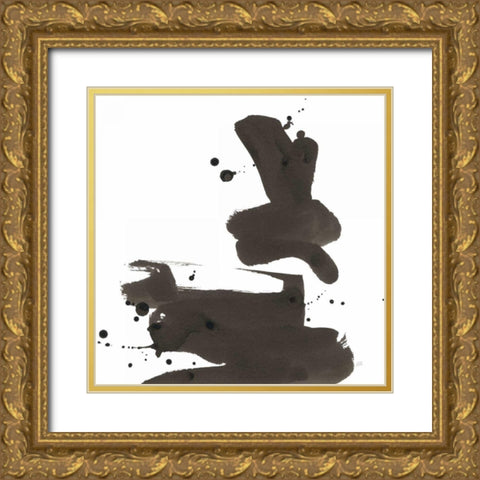 Ink Drops III Gold Ornate Wood Framed Art Print with Double Matting by Paschke, Chris