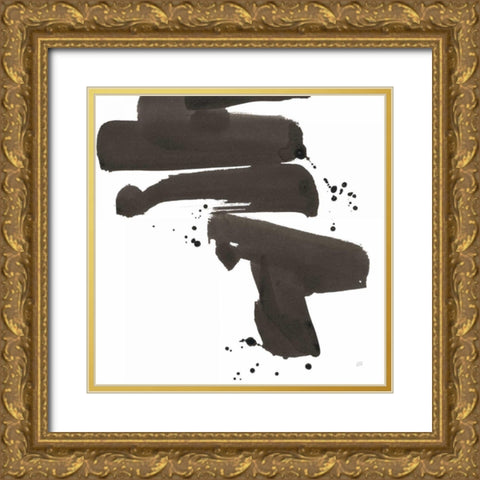 Ink Drops IV Gold Ornate Wood Framed Art Print with Double Matting by Paschke, Chris