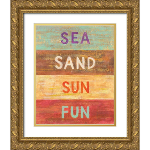 Sea and Sand I Gold Ornate Wood Framed Art Print with Double Matting by Nai, Danhui