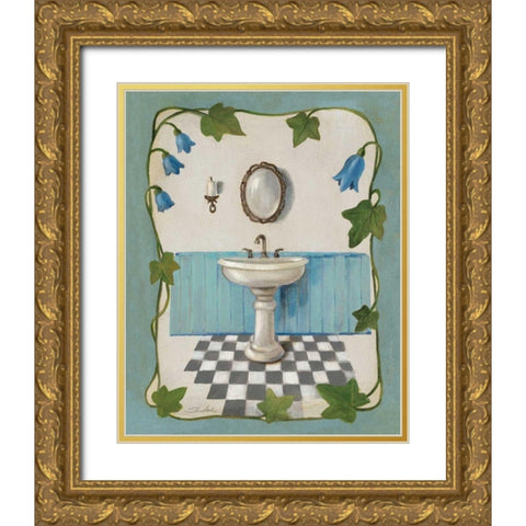 Bell Flower Bath II on Ivory Gold Ornate Wood Framed Art Print with Double Matting by Vassileva, Silvia