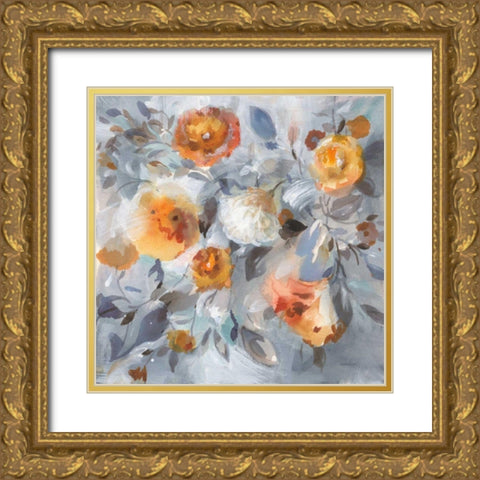 Floral Uplift Gold Ornate Wood Framed Art Print with Double Matting by Nai, Danhui