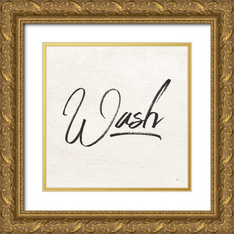 Laundry Script I Gold Ornate Wood Framed Art Print with Double Matting by Aiken, Jess