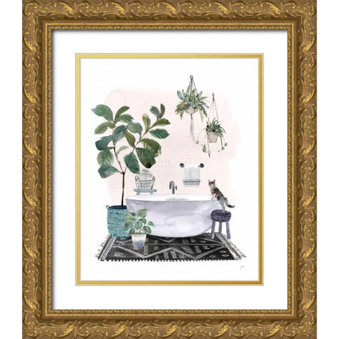 Courtyard Bath Gold Ornate Wood Framed Art Print with Double Matting by Panganiban, Karyn