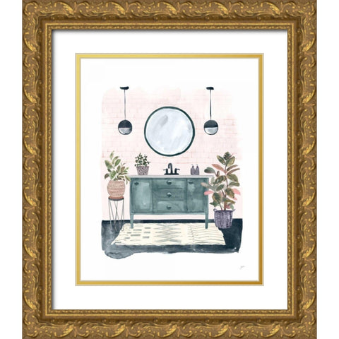 Lulus Powder Room Gold Ornate Wood Framed Art Print with Double Matting by Panganiban, Karyn