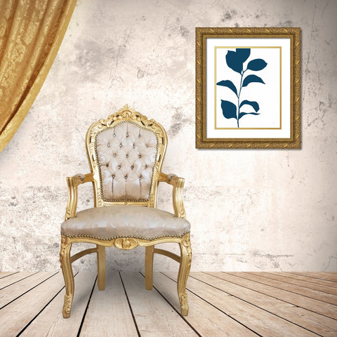 Navy Branch I Gold Ornate Wood Framed Art Print with Double Matting by Panganiban, Karyn