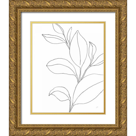 Line Leaves II Gold Ornate Wood Framed Art Print with Double Matting by Panganiban, Karyn