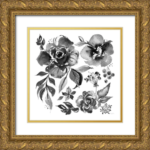 Delft Delight III Black No Words Gold Ornate Wood Framed Art Print with Double Matting by Rice, Kristy