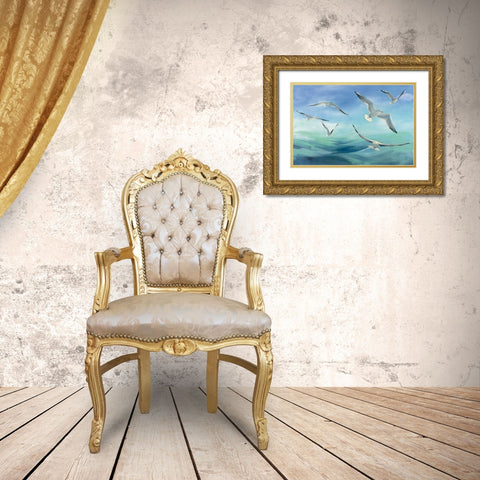 Sea Flight Gold Ornate Wood Framed Art Print with Double Matting by Purinton, Julia