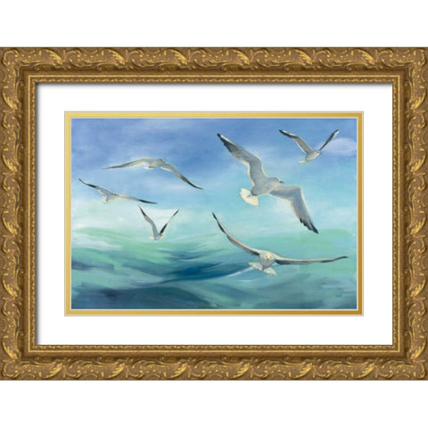 Sea Flight Gold Ornate Wood Framed Art Print with Double Matting by Purinton, Julia