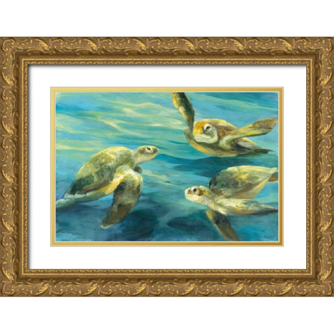 Sea Turtles Gold Ornate Wood Framed Art Print with Double Matting by Purinton, Julia