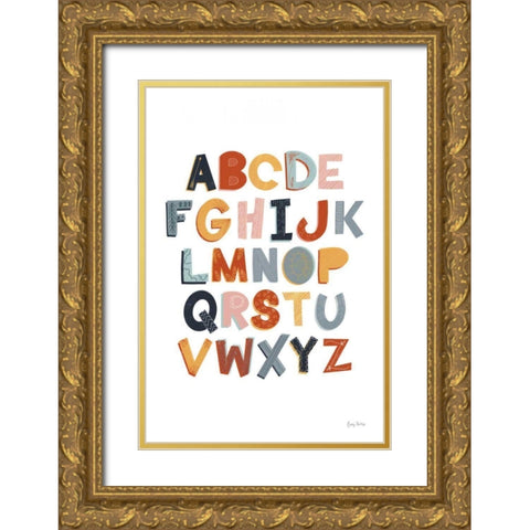Colorful Alphabet Pastel Gold Ornate Wood Framed Art Print with Double Matting by Thorns, Becky