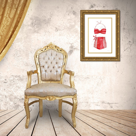 Vintage Swimwear II Gold Ornate Wood Framed Art Print with Double Matting by Charro, Mercedes Lopez