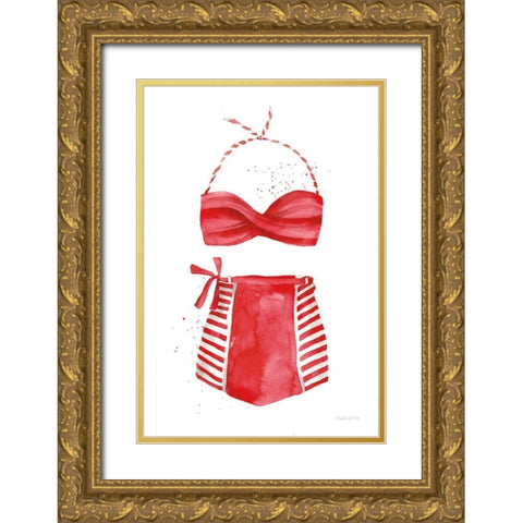 Vintage Swimwear II Gold Ornate Wood Framed Art Print with Double Matting by Charro, Mercedes Lopez