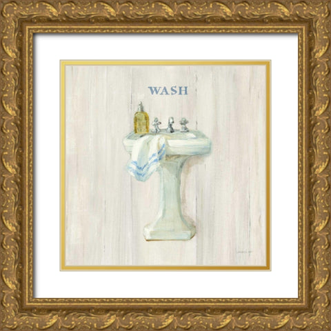 Farmhouse Sink Wash Gold Ornate Wood Framed Art Print with Double Matting by Nai, Danhui