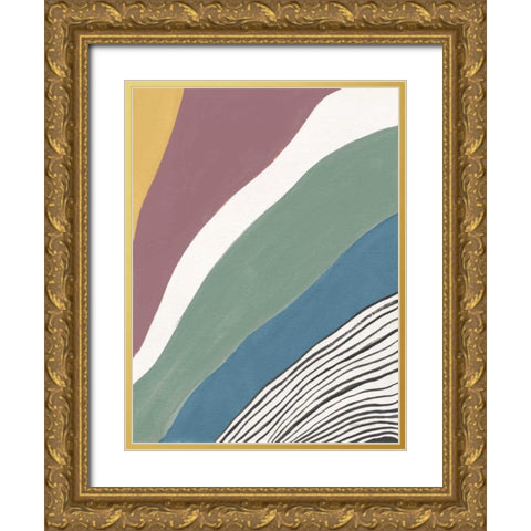 Colorful Retro Abstract IV Gold Ornate Wood Framed Art Print with Double Matting by Nai, Danhui
