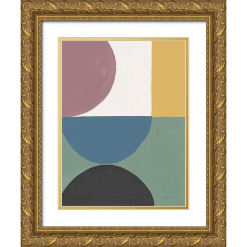Colorful Retro Abstract V Gold Ornate Wood Framed Art Print with Double Matting by Nai, Danhui
