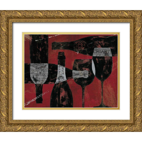 Wine Selection Red Gold Ornate Wood Framed Art Print with Double Matting by Brissonnet, Daphne