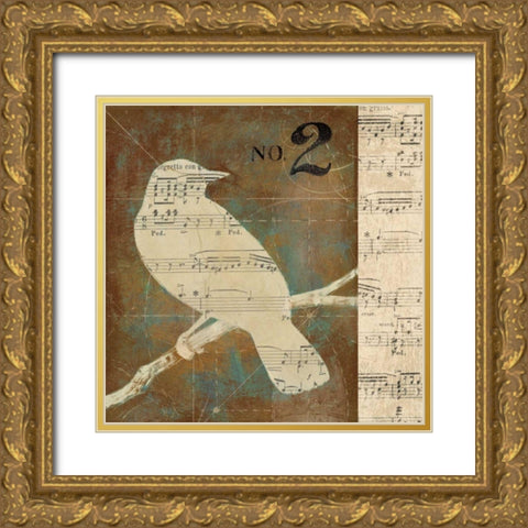 Bird Silhouette I Gold Ornate Wood Framed Art Print with Double Matting by D Salusti