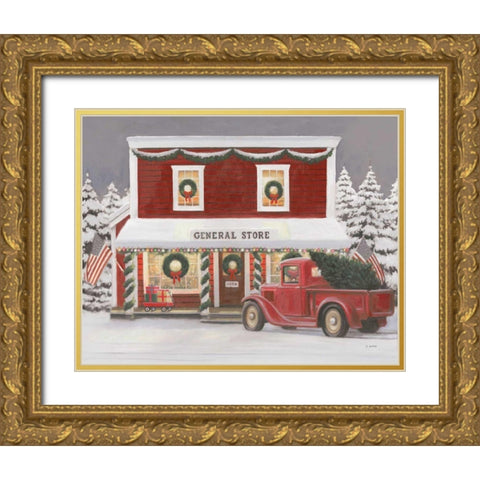 Holiday Moments I Gray Gold Ornate Wood Framed Art Print with Double Matting by Wiens, James