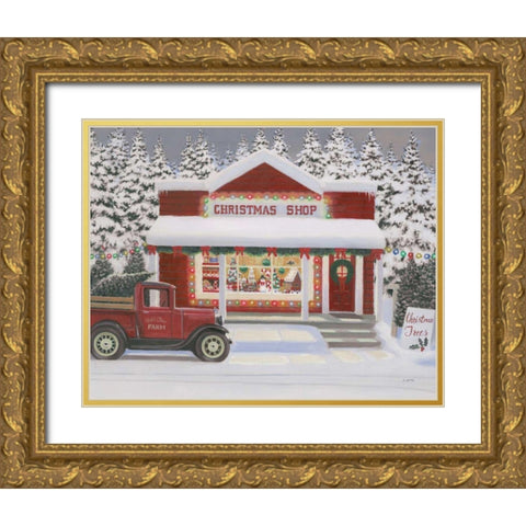 Holiday Moments II Gray Gold Ornate Wood Framed Art Print with Double Matting by Wiens, James