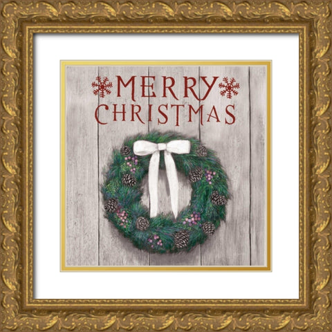 Christmas Affinity VII on Gray Wood Gold Ornate Wood Framed Art Print with Double Matting by Wiens, James