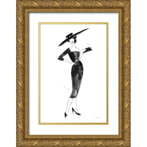 Fashionable Hat Gold Ornate Wood Framed Art Print with Double Matting by Charro, Mercedes Lopez