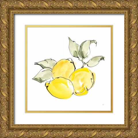 Lemons II Gold Ornate Wood Framed Art Print with Double Matting by Paschke, Chris