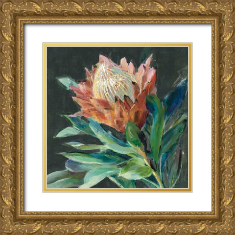 Deep Protea Crop Gold Ornate Wood Framed Art Print with Double Matting by Nai, Danhui