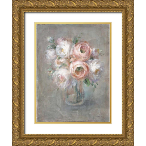 Pale Summer Blooms I Gold Ornate Wood Framed Art Print with Double Matting by Nai, Danhui