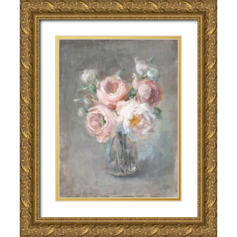 Pale Summer Blooms II Gold Ornate Wood Framed Art Print with Double Matting by Nai, Danhui