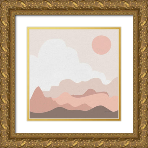 Mountainous I Pink Gold Ornate Wood Framed Art Print with Double Matting by Miller, Sara Zieve