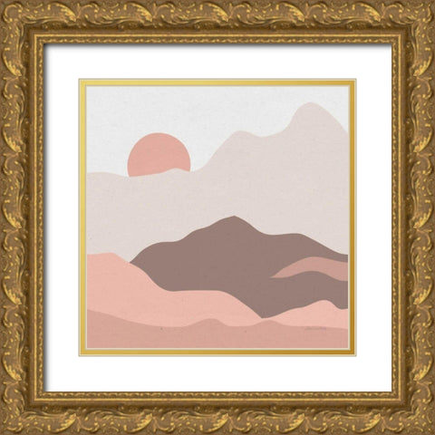 Mountainous II Pink Gold Ornate Wood Framed Art Print with Double Matting by Miller, Sara Zieve