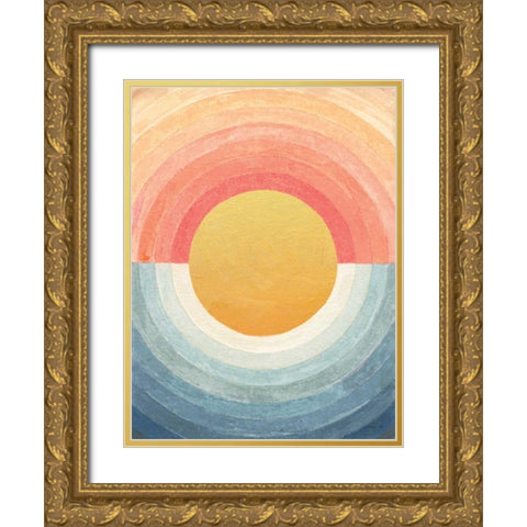 Retro Vibes Abstract Gold Ornate Wood Framed Art Print with Double Matting by Nai, Danhui
