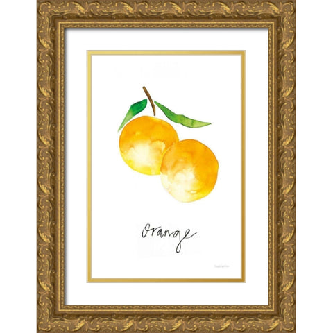 Single Orange Gold Ornate Wood Framed Art Print with Double Matting by Charro, Mercedes Lopez