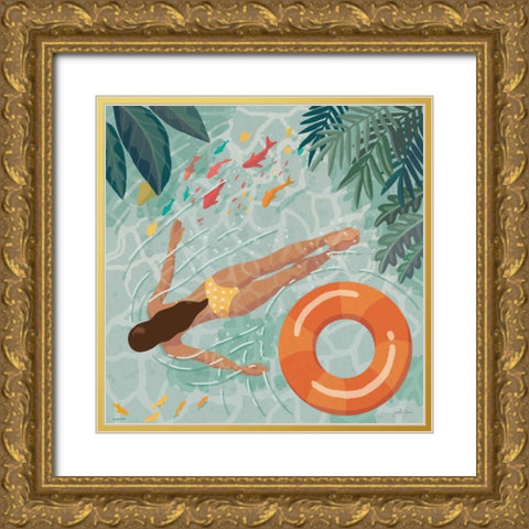 Beach Babes IV Gold Ornate Wood Framed Art Print with Double Matting by Penner, Janelle