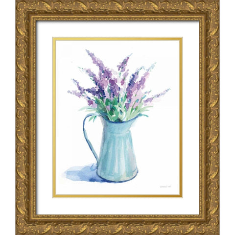 Farmstand Lavender Gold Ornate Wood Framed Art Print with Double Matting by Nai, Danhui