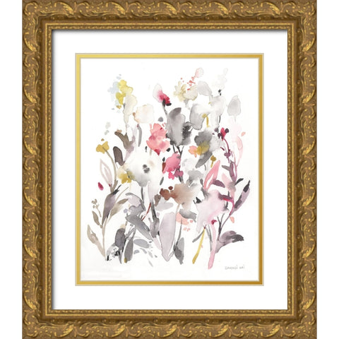 Breezy Florals I Gold Ornate Wood Framed Art Print with Double Matting by Nai, Danhui