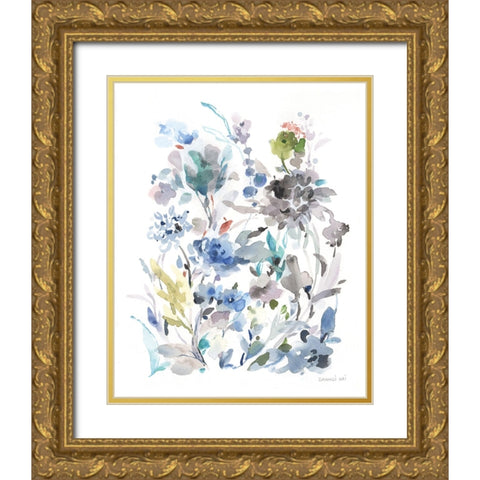 Breezy Florals II Gold Ornate Wood Framed Art Print with Double Matting by Nai, Danhui