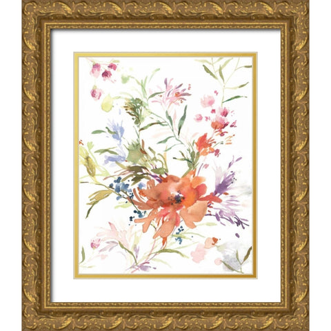 Breezy Florals IV Gold Ornate Wood Framed Art Print with Double Matting by Nai, Danhui