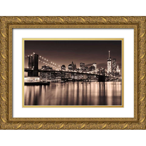 Sepia City Gold Ornate Wood Framed Art Print with Double Matting by Gendreau, Katherine