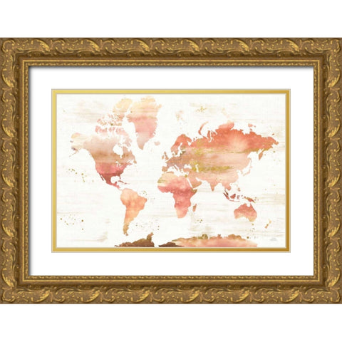 Desert Blooms Abstract Map Gold Ornate Wood Framed Art Print with Double Matting by Marshall, Laura