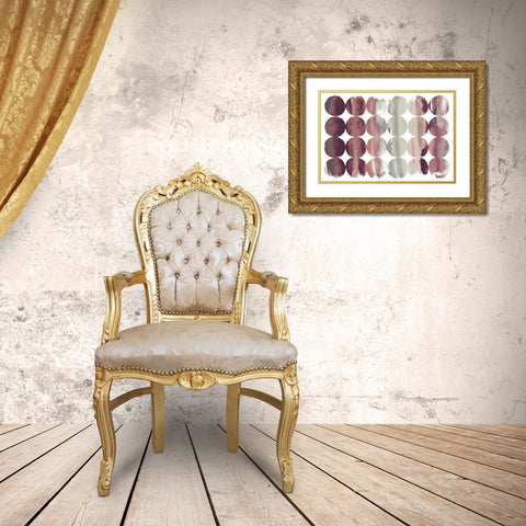 Summer Dots Plum Horizontal Gold Ornate Wood Framed Art Print with Double Matting by DeNeige, Elyse