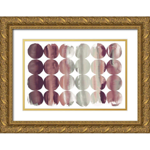 Summer Dots Plum Horizontal Gold Ornate Wood Framed Art Print with Double Matting by DeNeige, Elyse