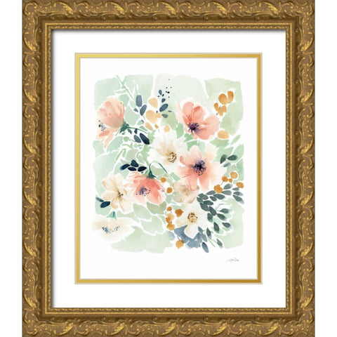 Spring Florals Gold Ornate Wood Framed Art Print with Double Matting by Pete, Katrina