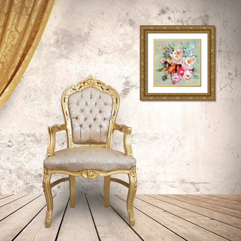 Windblown Blooms I Gold Ornate Wood Framed Art Print with Double Matting by Nai, Danhui